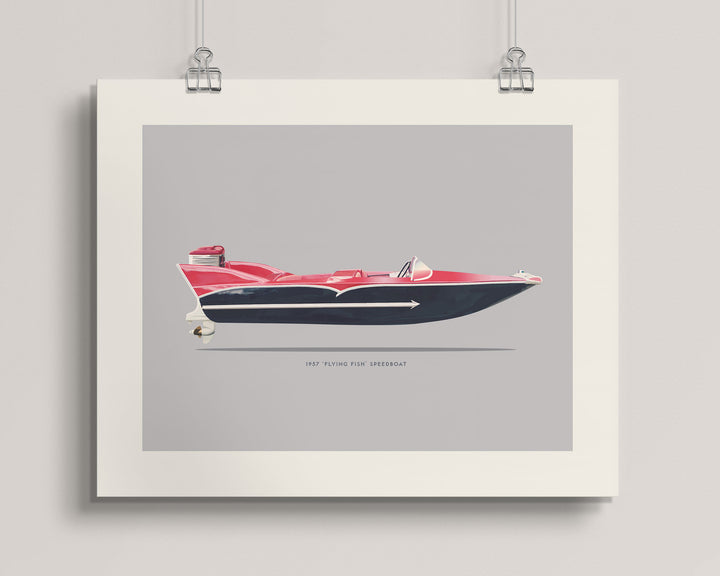 1957 Retro Herter's 'Flying Fish' Speedboat wall art
