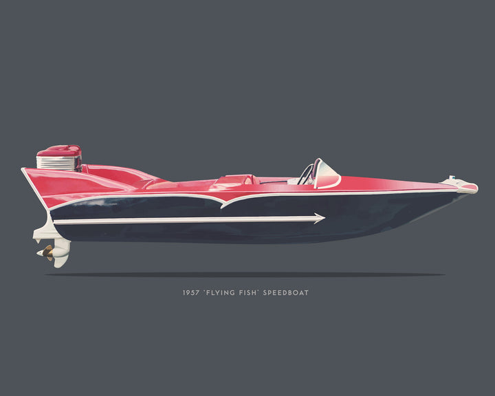 1957 Retro Herter's 'Flying Fish' Speedboat wall art