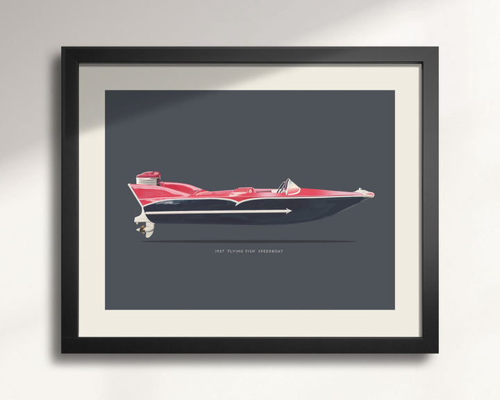 1957 Retro Herter's 'Flying Fish' Speedboat wall art