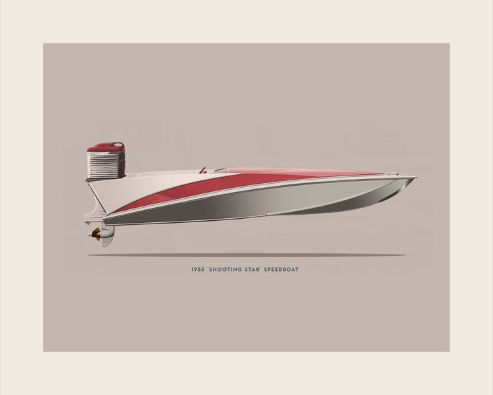 1955 Vintage Switzer 'Shooting Star' Speedboat wall art