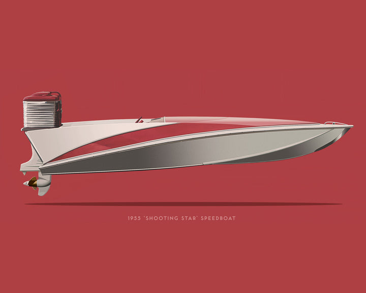 1955 Vintage Switzer 'Shooting Star' Speedboat wall art