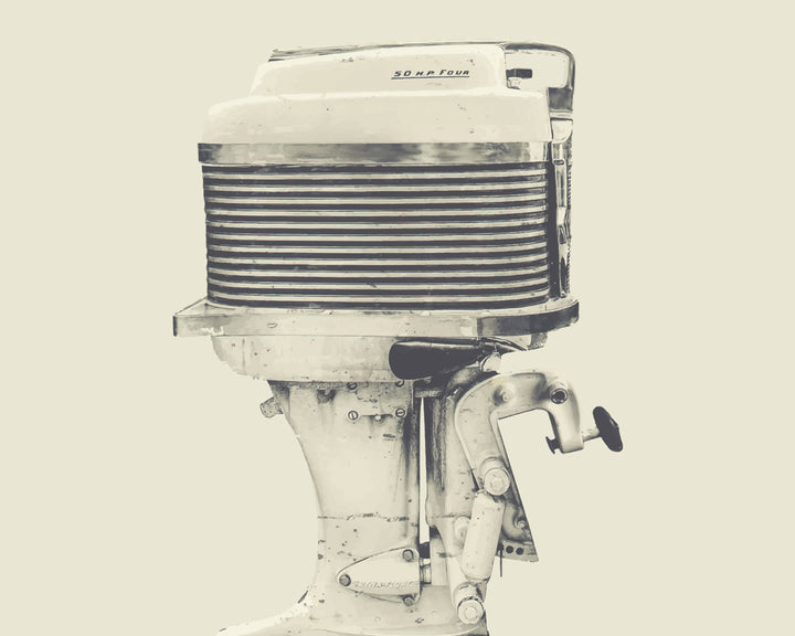 1960 Mercury White Cloud 50HP Outboard Motor wall art