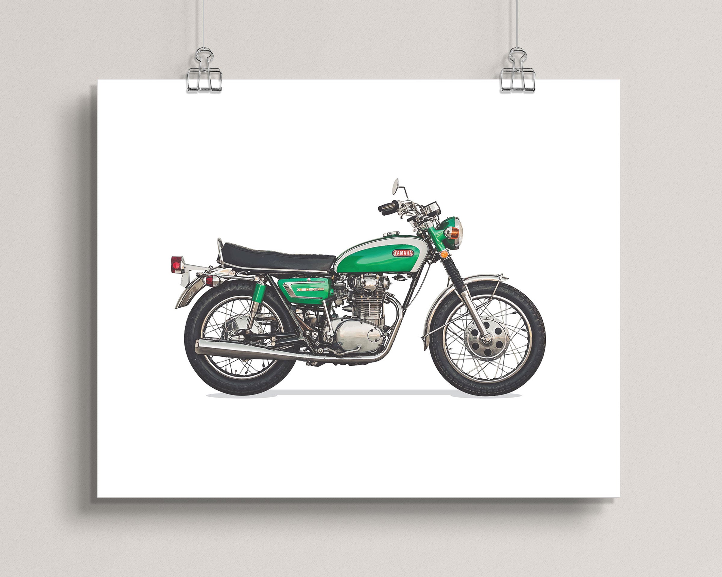 1970 Yamaha XS650 Classic Motorcycle Wall Art Print by ManMade Art