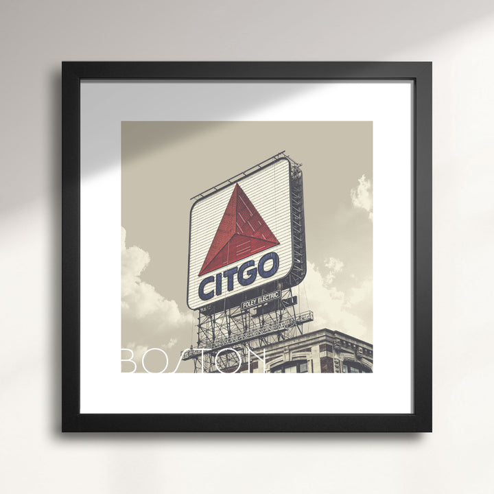 Framed artwork of a Citgo sign with a beige background