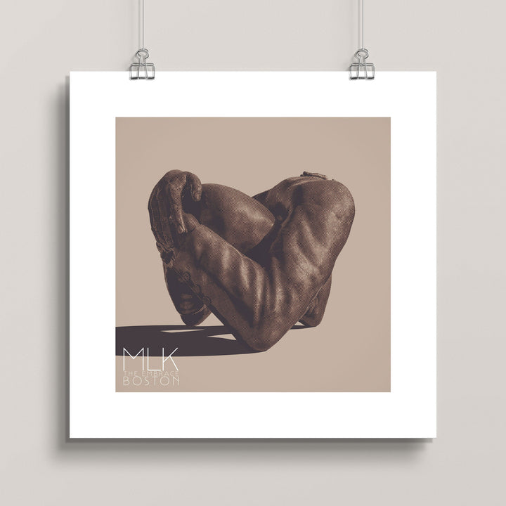 Hanging art print of the Martin Luther King Jr.—The Embrace sculpture at Boston Common 