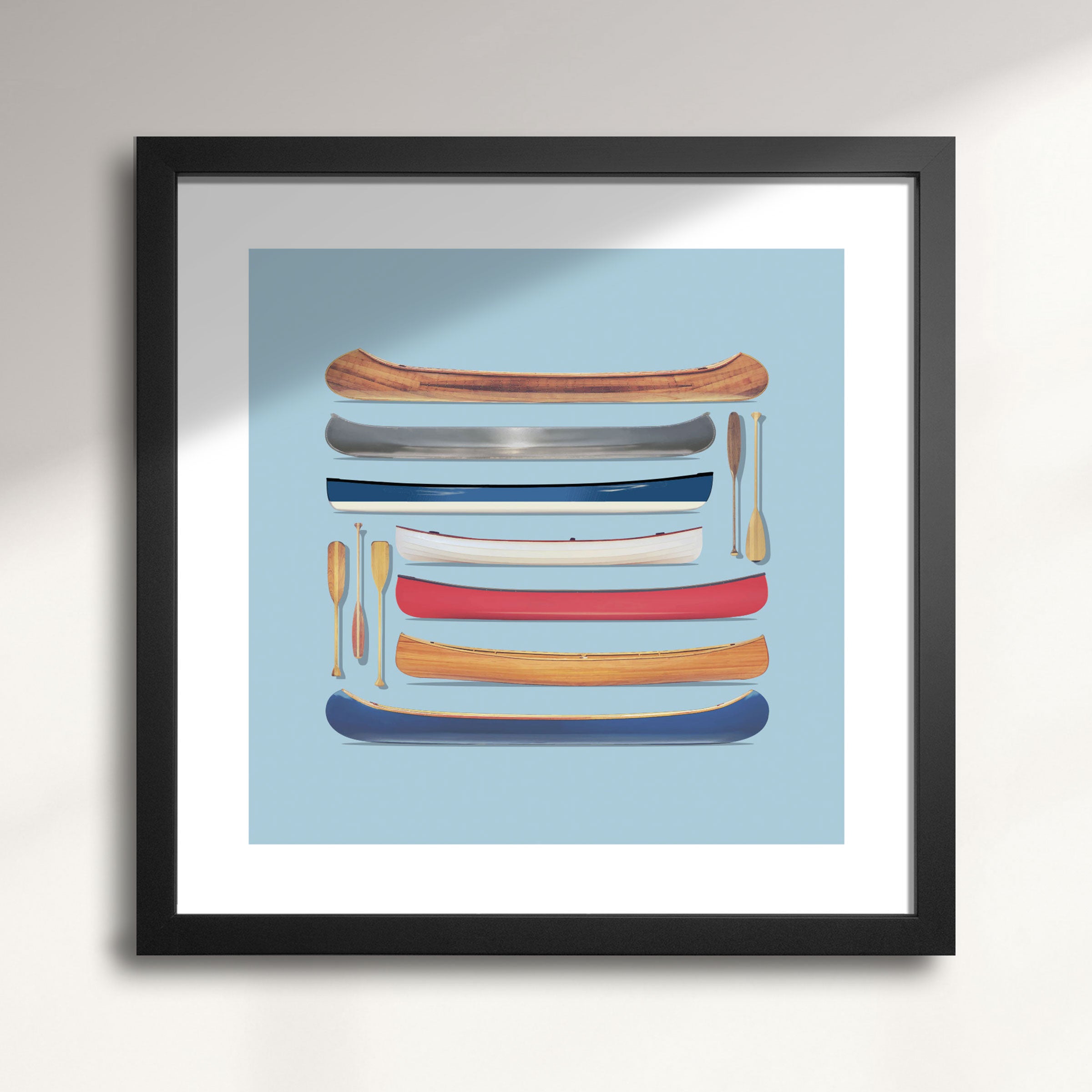Cottage Art Print: Canoe and Paddle Profiles by ManMade Art – ManMade ...