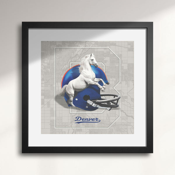 Denver Broncos Vintage Football wall art print