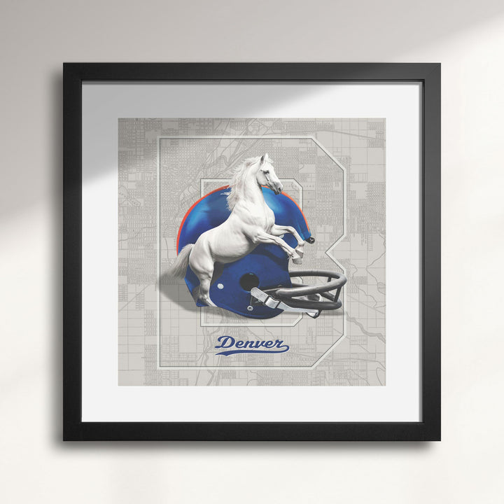 Denver Broncos Vintage Football wall art print