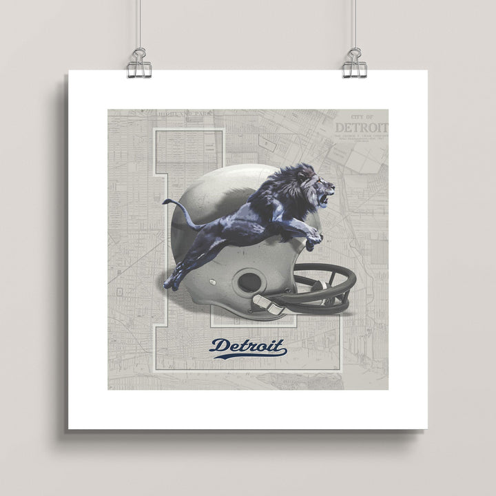 Detroit Lions Vintage Football wall art print
