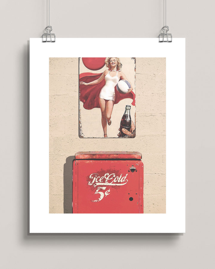 Ice Cold Drinks Pinup Girl art print