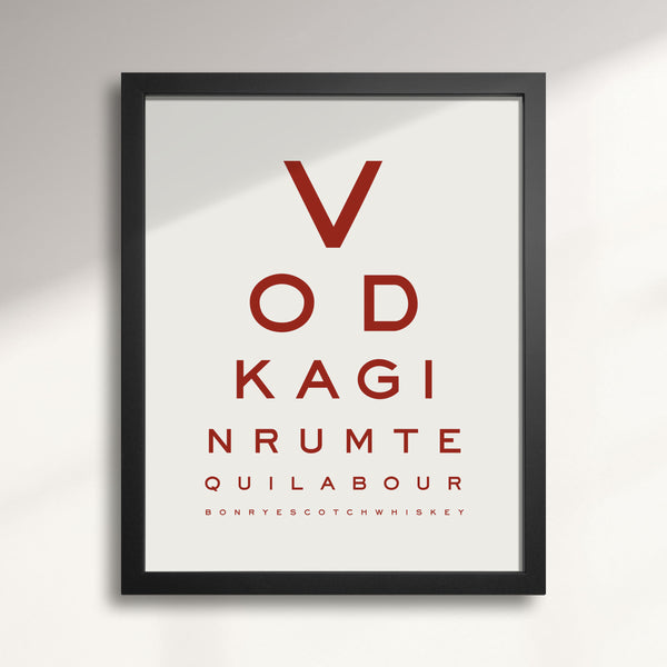'Liquor Goggles' Eye Chart wall art print