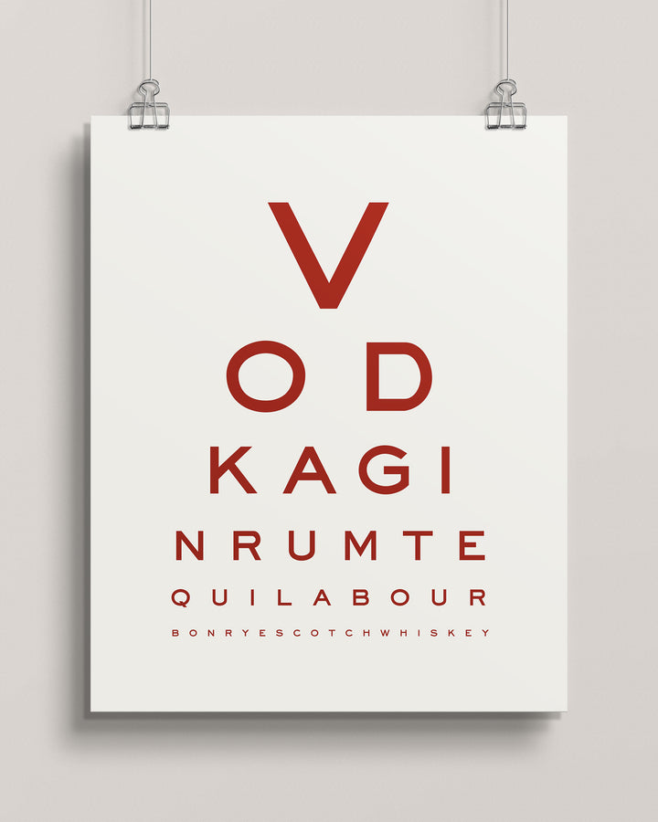 'Liquor Goggles' Eye Chart wall art print