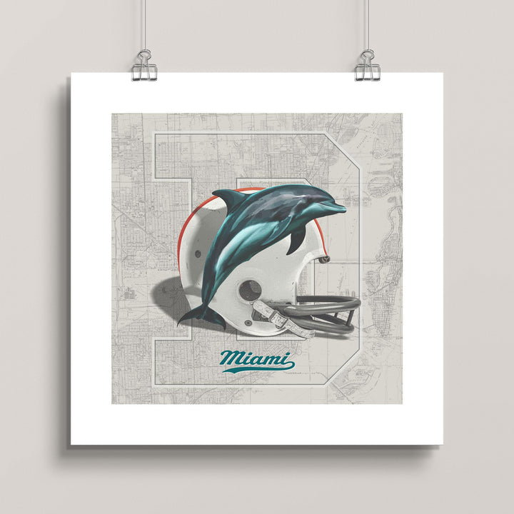 Miami Dolphins Vintage Football wall art print