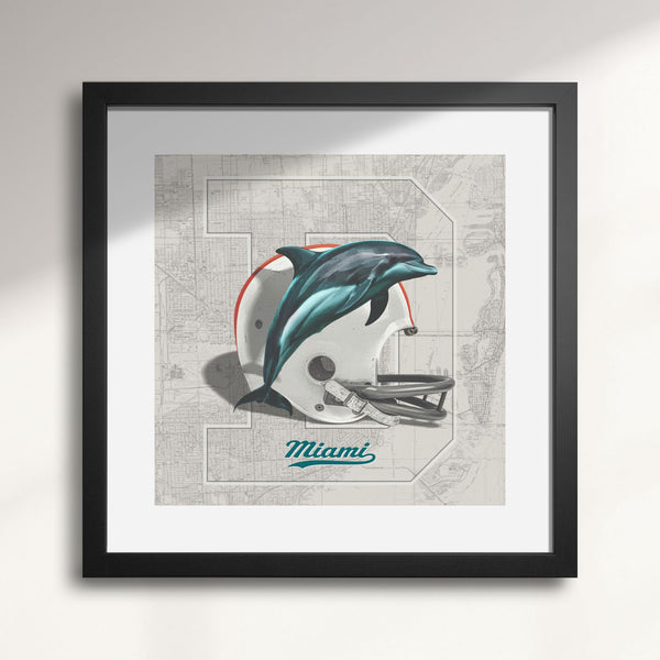 Miami Dolphins Vintage Football wall art print