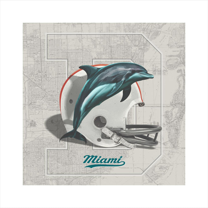 Miami Dolphins Vintage Football wall art print