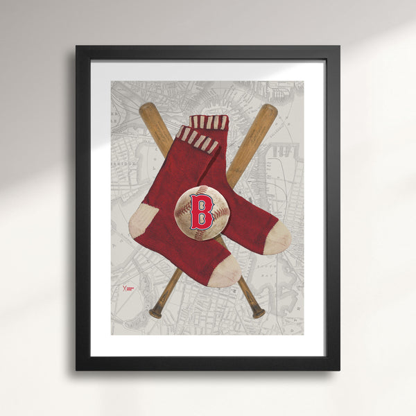 Boston Red Sox-Inspired Baseball ART PRINT
