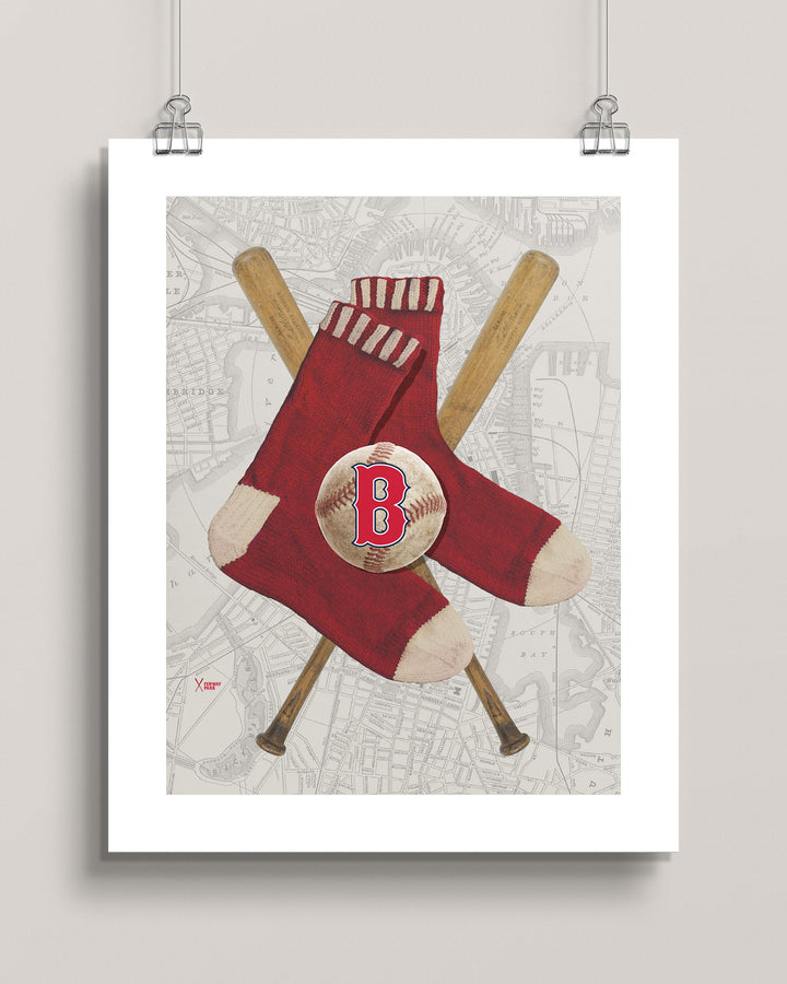 Boston Red Sox-Inspired Baseball ART PRINT