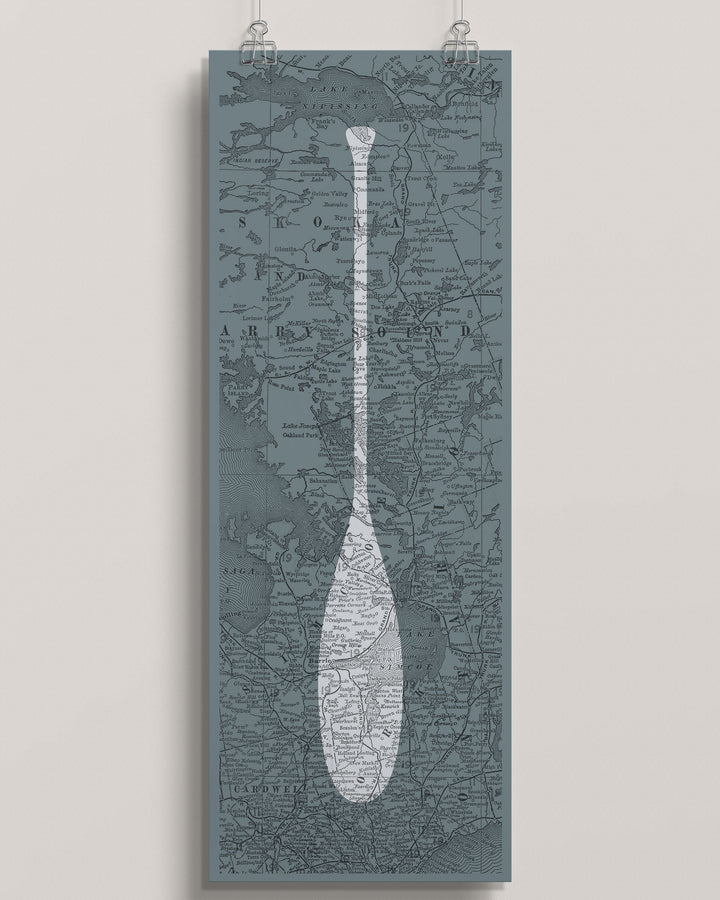 Muskoka Vintage Paddle Map wall art