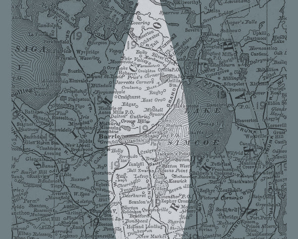 Muskoka Vintage Paddle Map wall art