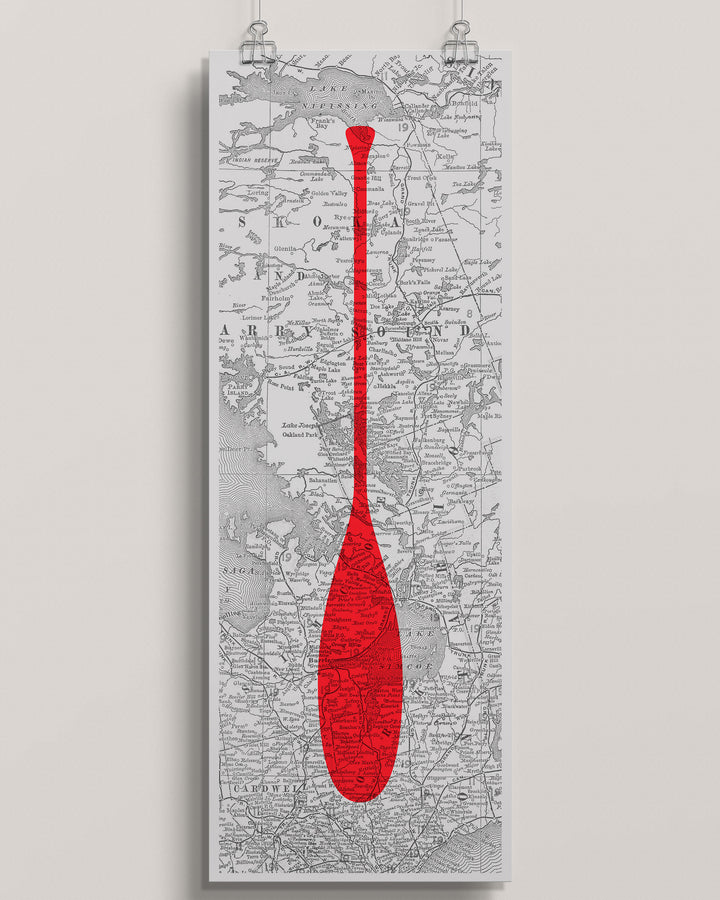 Muskoka Vintage Paddle Map wall art