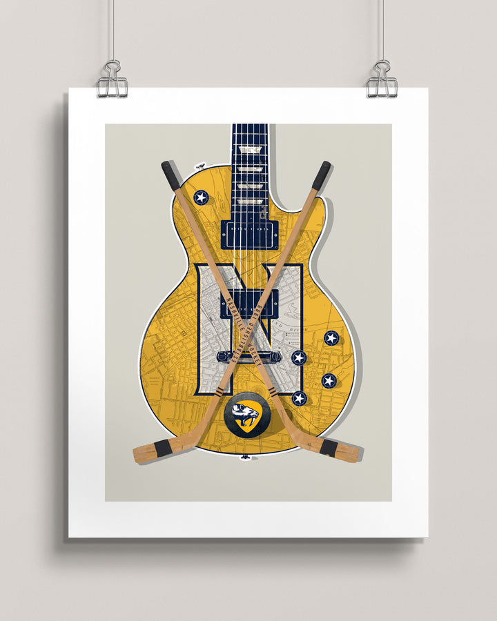 Nashville Preds Vintage Hockey wall art