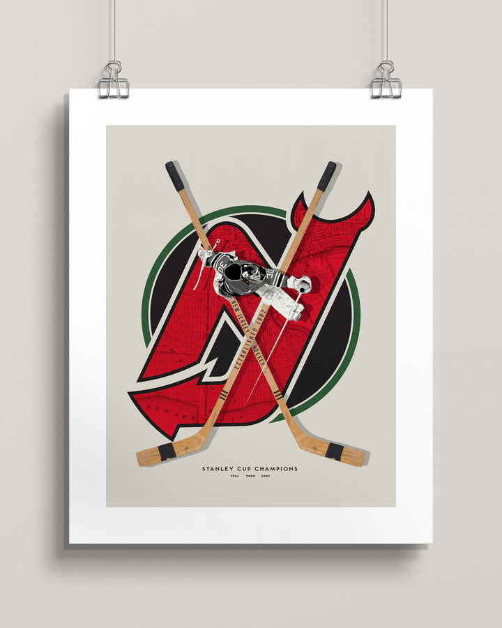 New Jersey Devils Vintage Hockey wall art