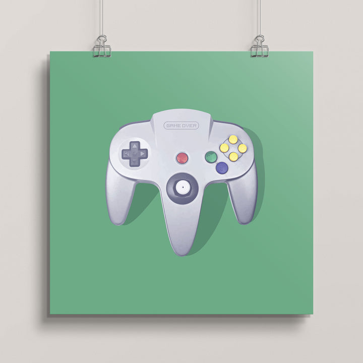 Game Over! Retro N64 Video Controller Wall Art Print by ManMade Art ...