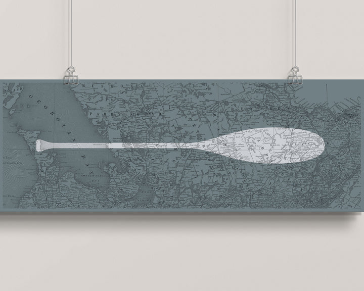 Ontario Cottage Country Map Paddle wall art