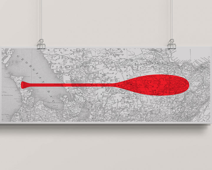 Ontario Cottage Country Map Paddle wall art