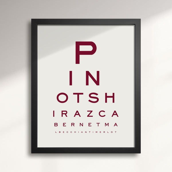 'Red Wine Goggles' Eye Chart wall art print
