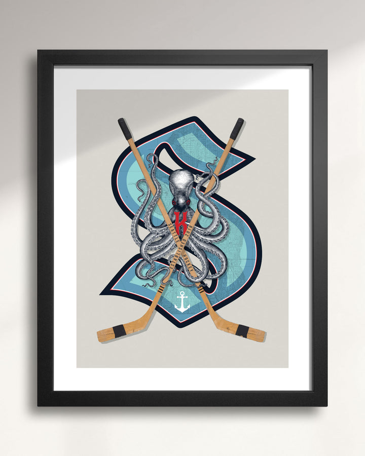 Seattle Kraken Vintage Hockey wall art