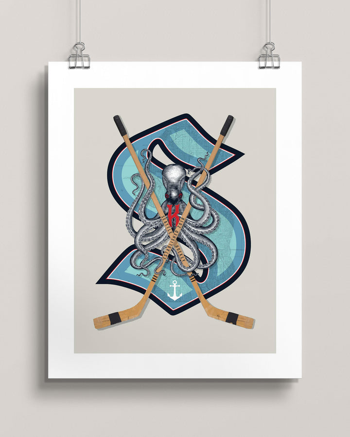 Seattle Kraken Vintage Hockey wall art