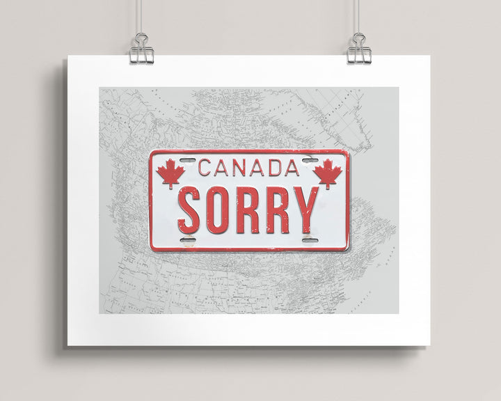 'Canada—Sorry' Vintage License Plate wall art