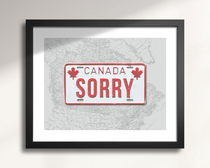 'Canada—Sorry' Vintage License Plate wall art