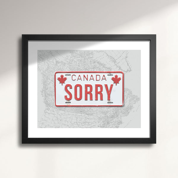 'Canada—Sorry' Vintage License Plate
