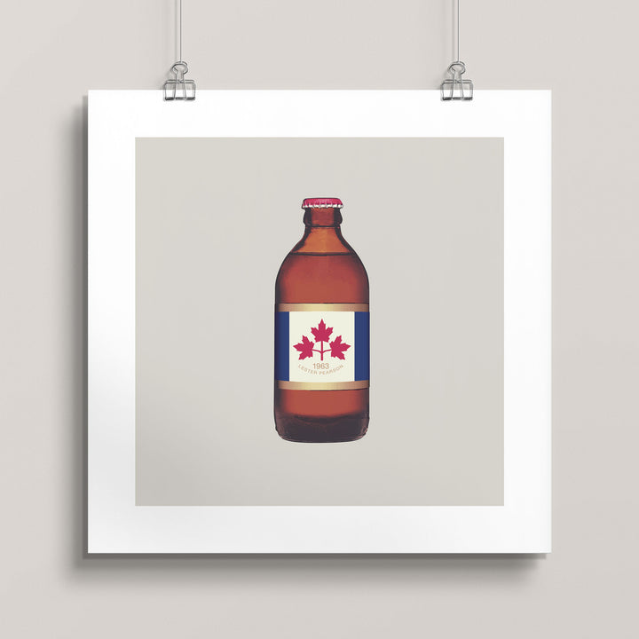 Vintage 'Lester Pearson Flag' Stubby Beer Bottle wall art