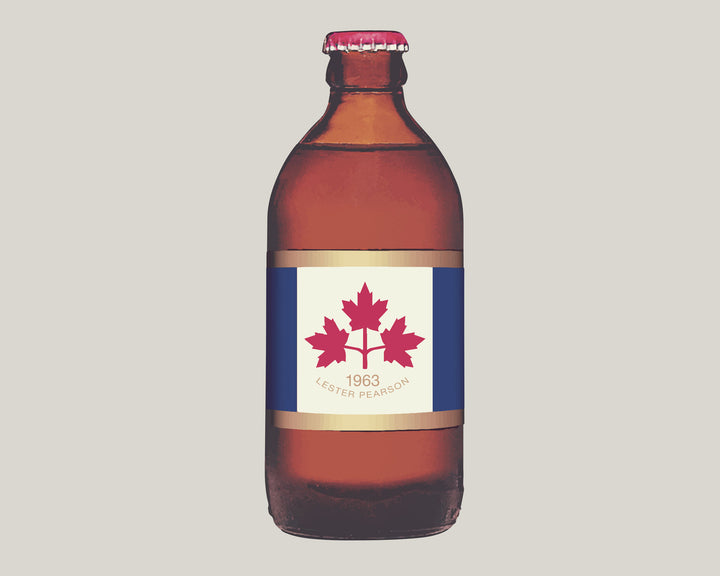 Vintage 'Lester Pearson Flag' Stubby Beer Bottle wall art