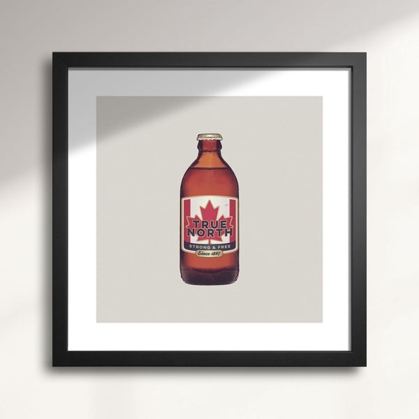 "True North Strong & Free" Vintage Stubby Beer Bottle wall art