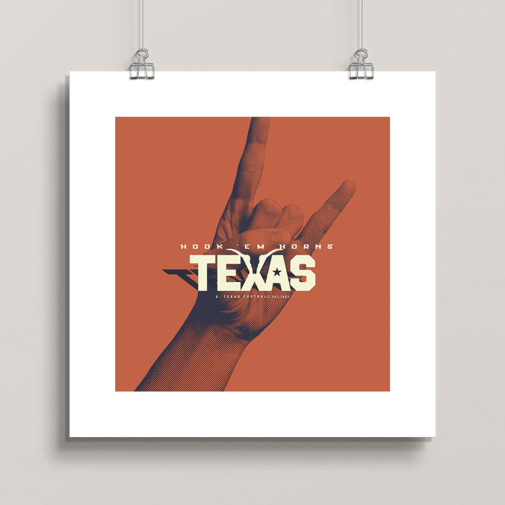 Texas Longhorns: Hook ‘em Horns wall art print