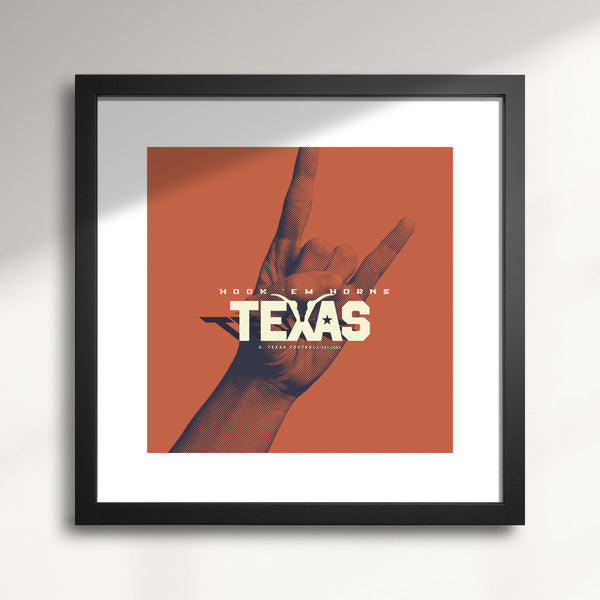 Texas Longhorns: Hook ‘em Horns wall art print