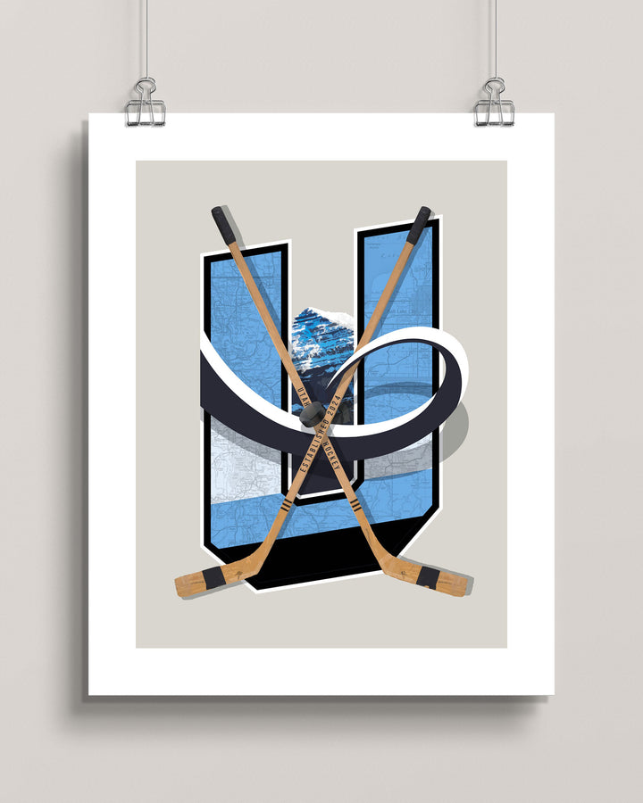 Utah Mammoth Vintage Hockey wall art print