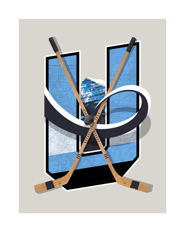 Utah Mammoth Vintage Hockey wall art print
