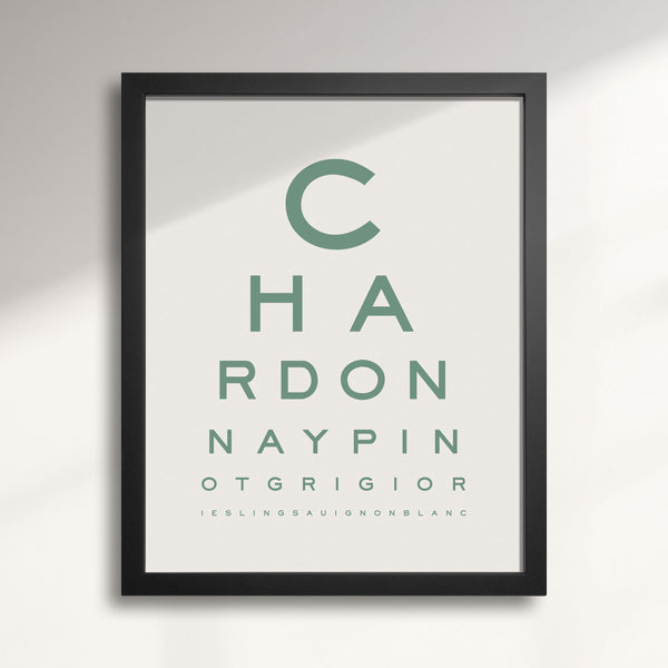 'White Wine Goggles' Eye Chart wall art print