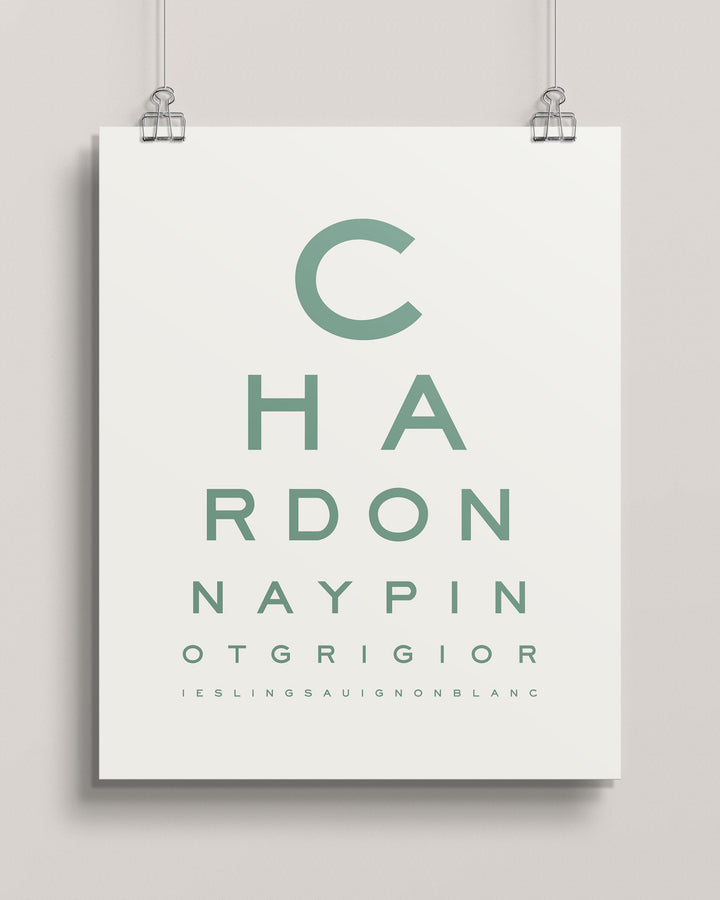'White Wine Goggles' Eye Chart wall art print