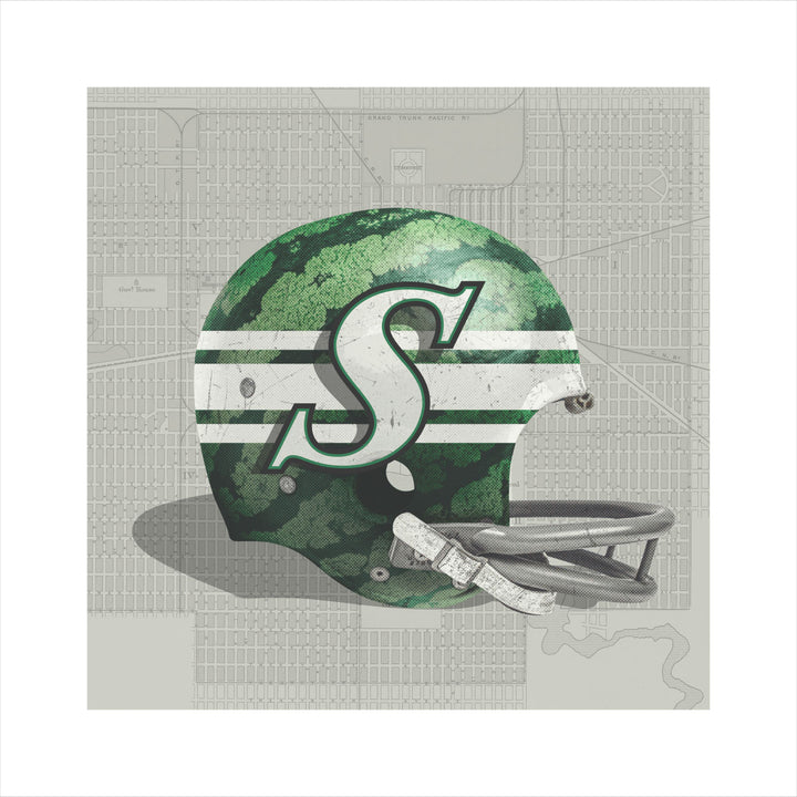 Saskatchewan Roughriders-Inspired Vintage CFL Football wall art print