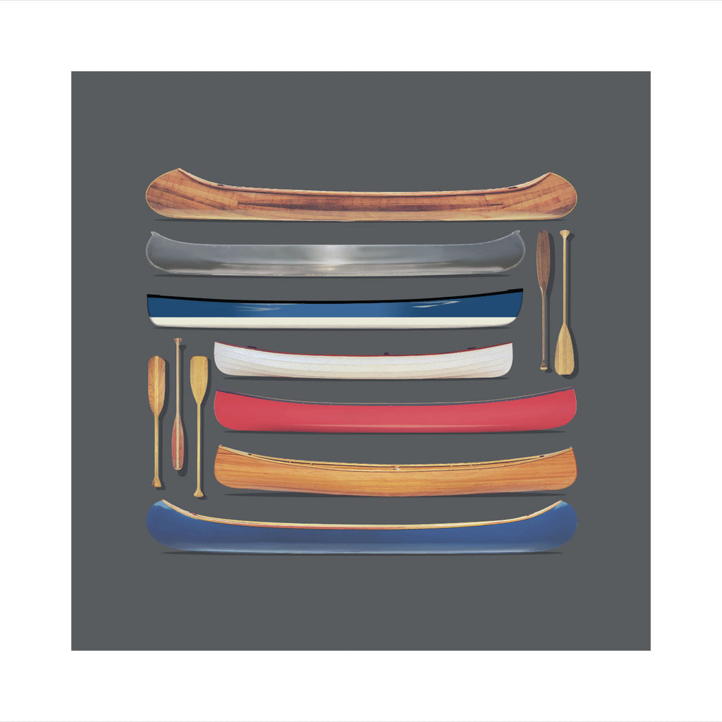 Cottage Art Print: Canoe and Paddle Profiles by ManMade Art – ManMade ...