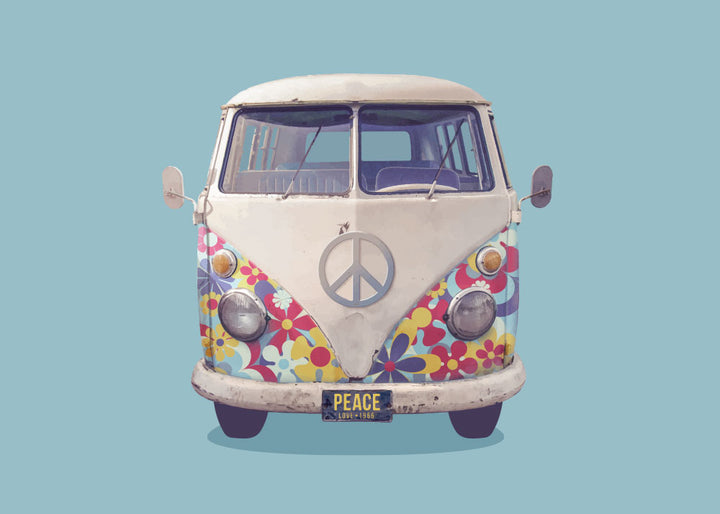 Greeting Card: VW Flower Power Bus