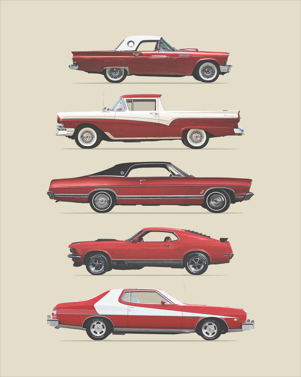 Vintage Ford Motor Company Muscle Cars Art Print by ManMade Art