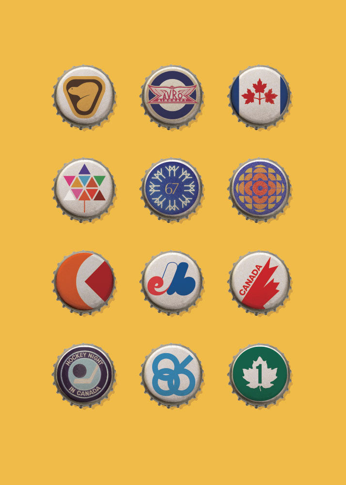 Greeting Card: Iconic Canadian Logo Beer Caps