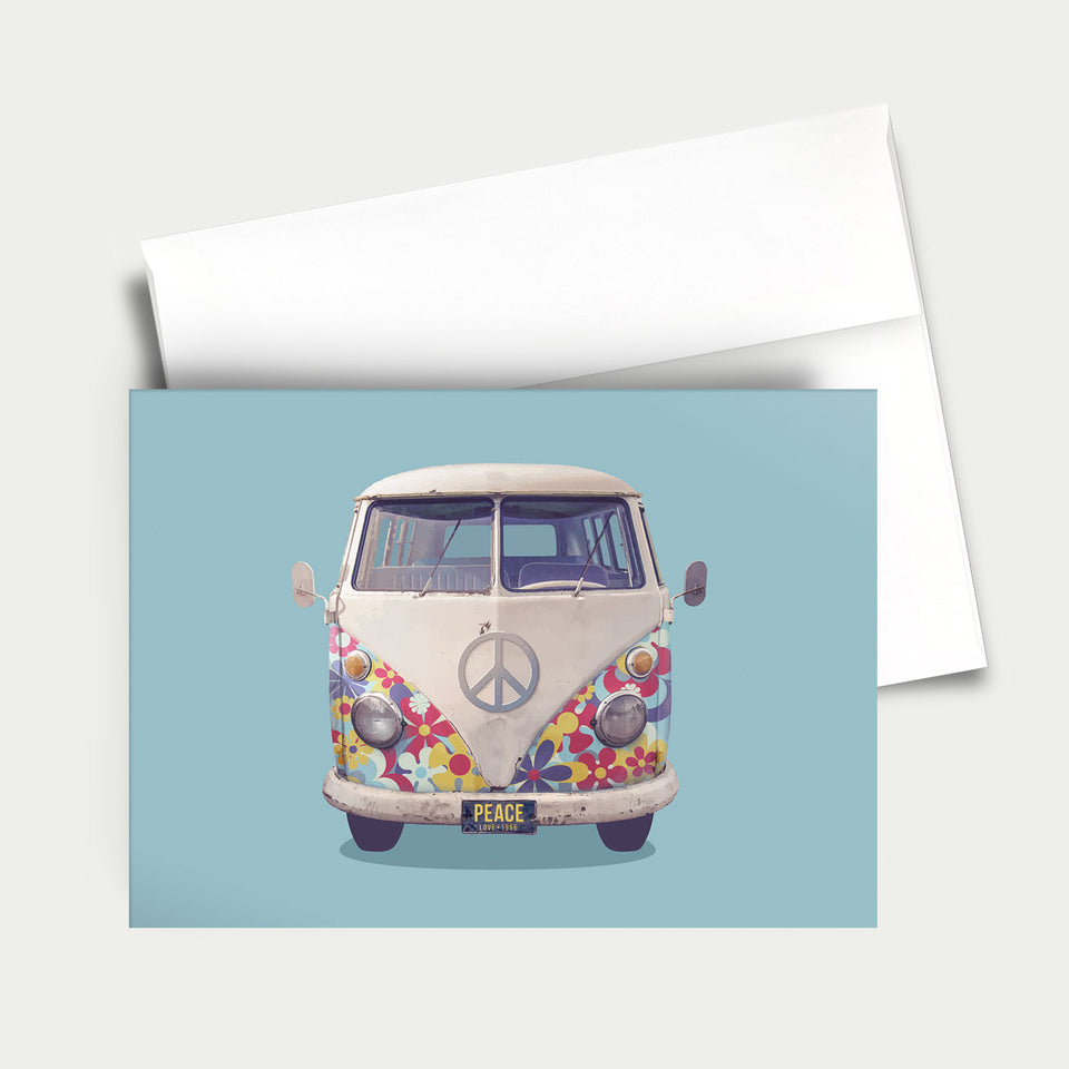 Greeting Card: VW Flower Power Bus